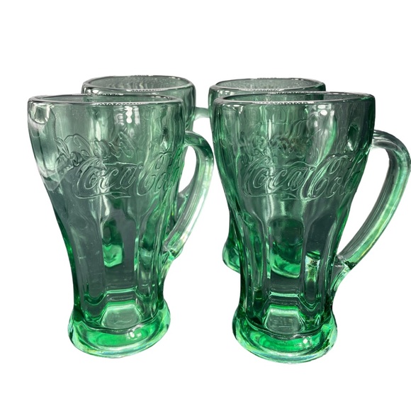 Coca-Cola Vintage Libbey Green Bottle Heavy Duty 14 oz Mug with Handle Set of 4 - Picture 3 of 13